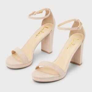 Brand New Nude Suede Ankle Strap High Heels